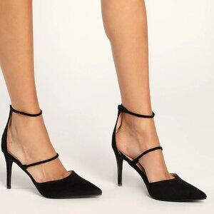 Lulus Lovelee Suede Pointed-Toe Ankle Strap Pumps